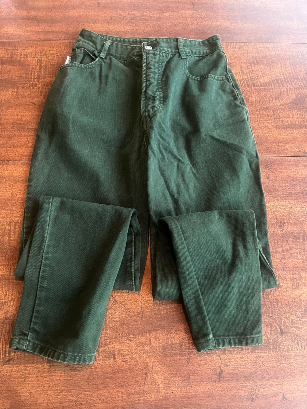 Vintage Bongo Forest Green Tapered Leg Jeans Junior 7 High Rise 100% Cotton USA